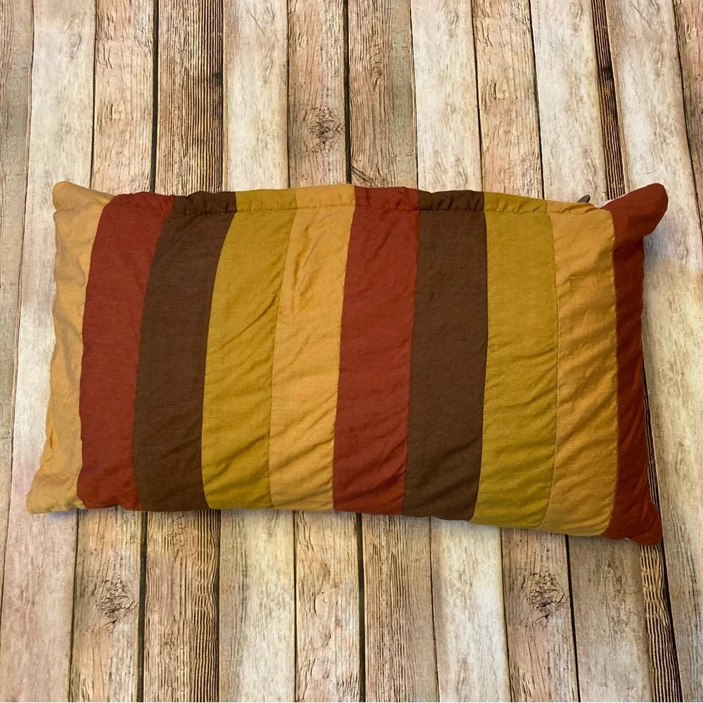 Pier 1 Imports Fall/Striped/Floral embroidered Accent Pillow Form 20” X 11.5”